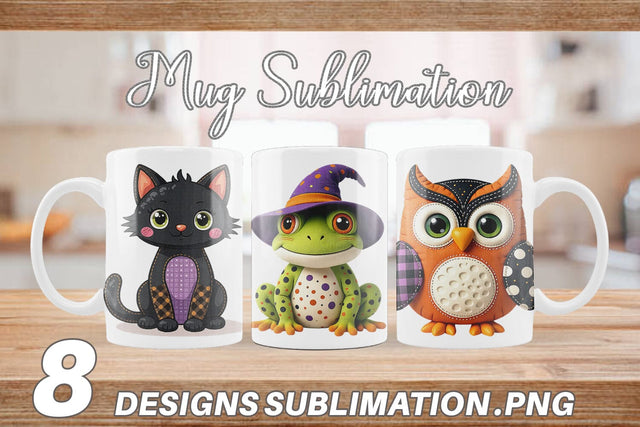 Mug Wrap Patchwork Halloween Plushies Sublimation artnoy 