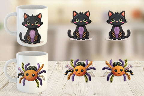 Mug Wrap Patchwork Halloween Plushies Sublimation artnoy 