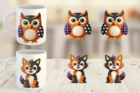 Mug Wrap Patchwork Halloween Plushies Sublimation artnoy 