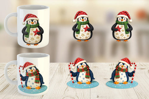 Mug Wrap Patchwork Penguin Sublimation artnoy 