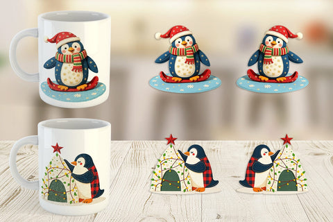 Mug Wrap Patchwork Penguin Sublimation artnoy 