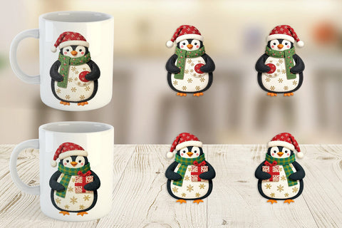 Mug Wrap Patchwork Penguin Sublimation artnoy 