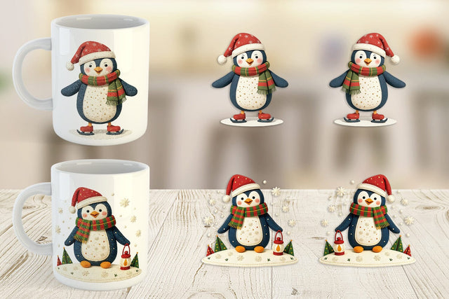 Mug Wrap Patchwork Penguin Sublimation artnoy 