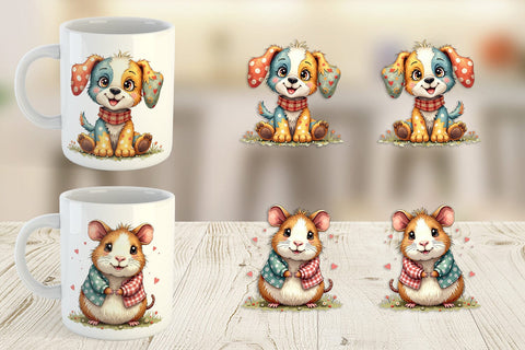 Mug Wrap Patchwork Pet Pals Sublimation artnoy 