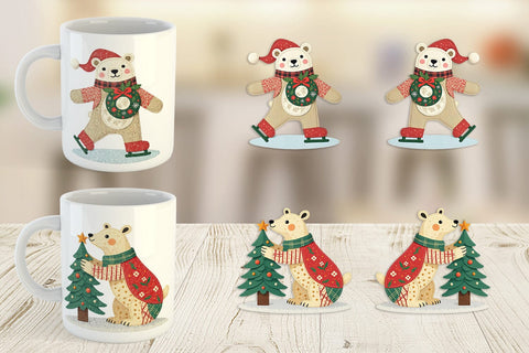 Mug Wrap Patchwork Polar Bear Sublimation artnoy 