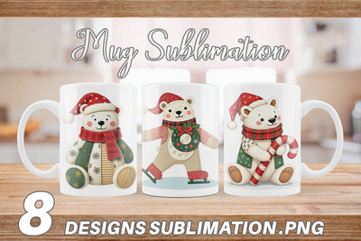 Mug Wrap Patchwork Polar Bear Sublimation artnoy 
