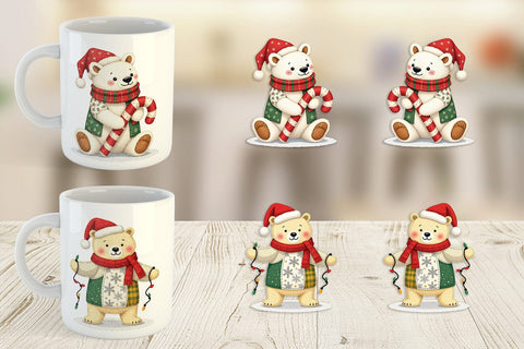 Mug Wrap Patchwork Polar Bear Sublimation artnoy 