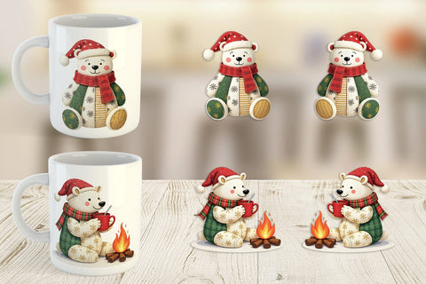 Mug Wrap Patchwork Polar Bear Sublimation artnoy 