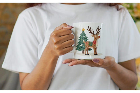 Mug Wrap Patchwork Reindeer Sublimation artnoy 