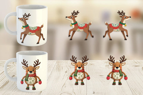 Mug Wrap Patchwork Reindeer Sublimation artnoy 