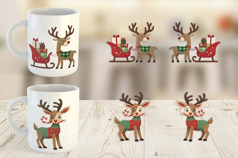 Mug Wrap Patchwork Reindeer Sublimation artnoy 