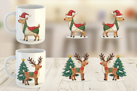 Mug Wrap Patchwork Reindeer Sublimation artnoy 
