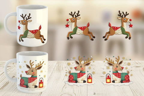 Mug Wrap Patchwork Reindeer Sublimation artnoy 