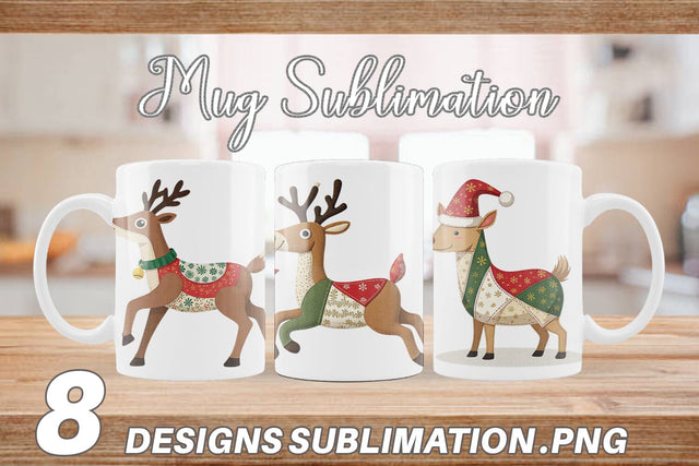 Mug Wrap Patchwork Reindeer Sublimation artnoy 