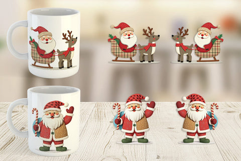 Mug Wrap Patchwork Santa Sublimation artnoy 