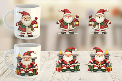 Mug Wrap Patchwork Santa Sublimation artnoy 