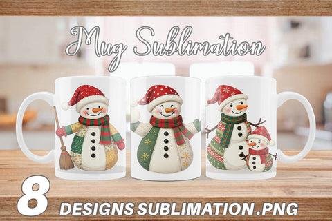 Mug Wrap Patchwork Snowman Sublimation artnoy 