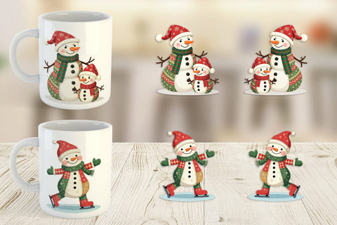 Mug Wrap Patchwork Snowman Sublimation artnoy 