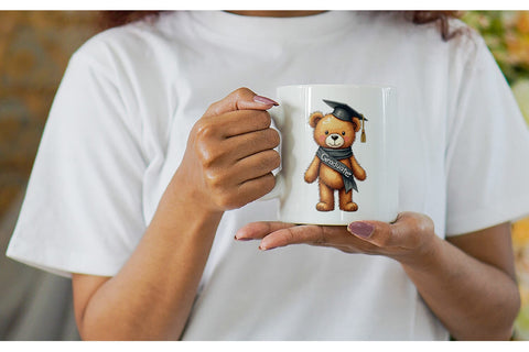 Mug Wrap Patchwork Teddy Bear Graduates Sketchy Retro Sublimation artnoy 