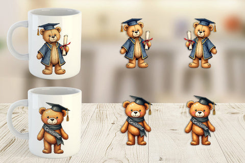 Mug Wrap Patchwork Teddy Bear Graduates Sketchy Retro Sublimation artnoy 