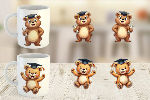 Mug Wrap Patchwork Teddy Bear Graduates Sketchy Retro Sublimation artnoy 