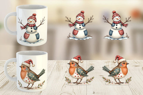 Mug Wrap Patchwork Watercolor Christmas Sublimation artnoy 