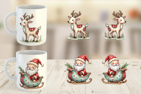 Mug Wrap Patchwork Watercolor Christmas Sublimation artnoy 