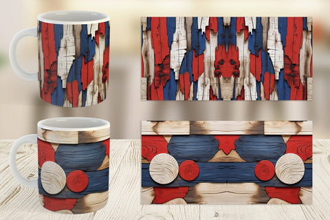 Mug Wrap Patriot Day Wood Texture Sublimation artnoy 