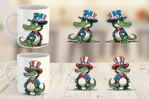 Mug Wrap Patriotic Alligator Sublimation artnoy 