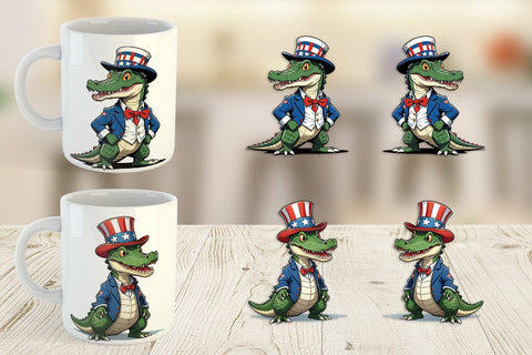 Mug Wrap Patriotic Alligator Sublimation artnoy 