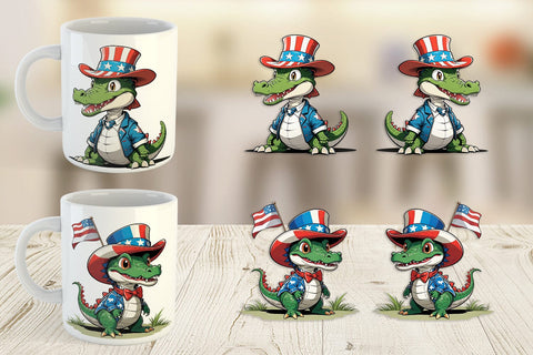 Mug Wrap Patriotic Alligator Sublimation artnoy 