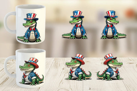 Mug Wrap Patriotic Alligator Sublimation artnoy 