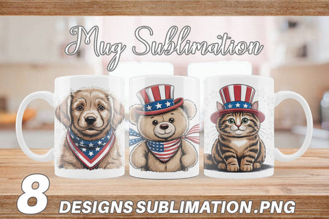 Mug Wrap Patriotic Animal Sublimation artnoy 