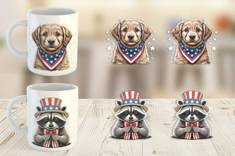 Mug Wrap Patriotic Animal Sublimation artnoy 