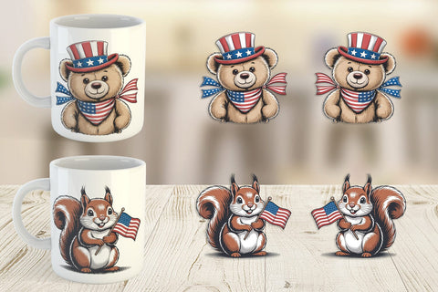Mug Wrap Patriotic Animal Sublimation artnoy 