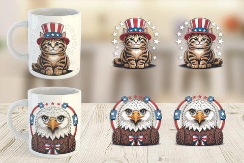 Mug Wrap Patriotic Animal Sublimation artnoy 