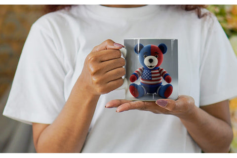Mug Wrap Patriotic Bear Crochet Sublimation artnoy 