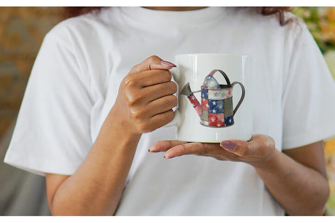Mug Wrap Patriotic Bloom Fabric Watercolor Sublimation artnoy 