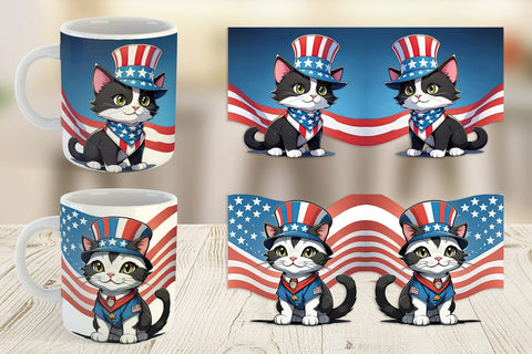 Mug Wrap Patriotic Cat Sublimation artnoy 