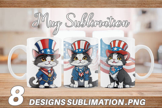 Mug Wrap Patriotic Cat Sublimation artnoy 