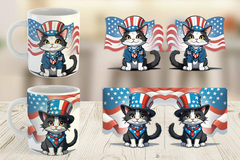 Mug Wrap Patriotic Cat Sublimation artnoy 