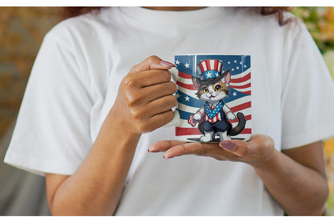 Mug Wrap Patriotic Cat Sublimation artnoy 