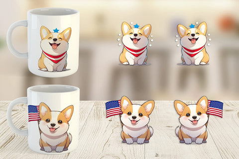 Mug Wrap Patriotic Corgi Sublimation artnoy 
