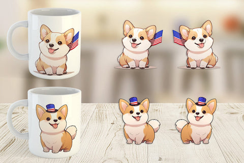 Mug Wrap Patriotic Corgi Sublimation artnoy 