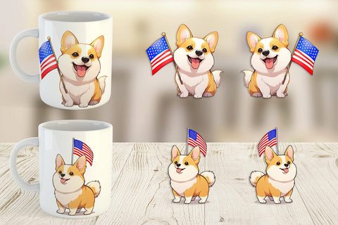 Mug Wrap Patriotic Corgi Sublimation artnoy 