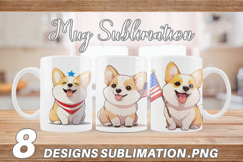 Mug Wrap Patriotic Corgi Sublimation artnoy 