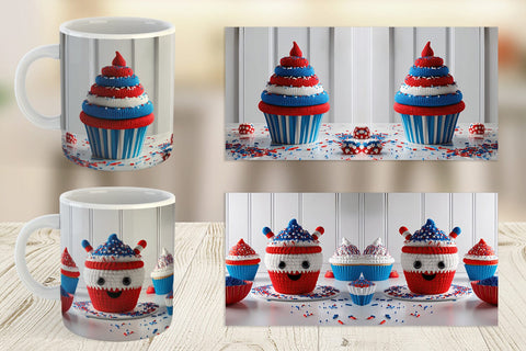 Mug Wrap Patriotic Cupcake Crochet Sublimation artnoy 