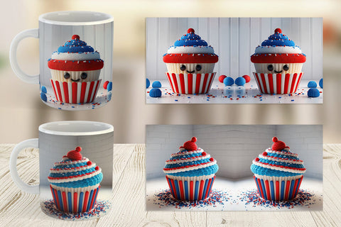 Mug Wrap Patriotic Cupcake Crochet Sublimation artnoy 