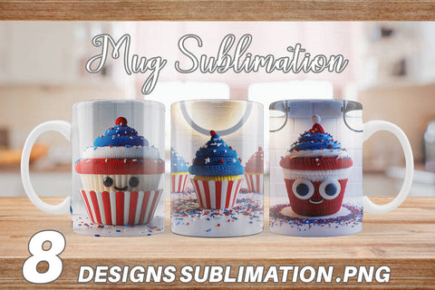Mug Wrap Patriotic Cupcake Crochet Sublimation artnoy 