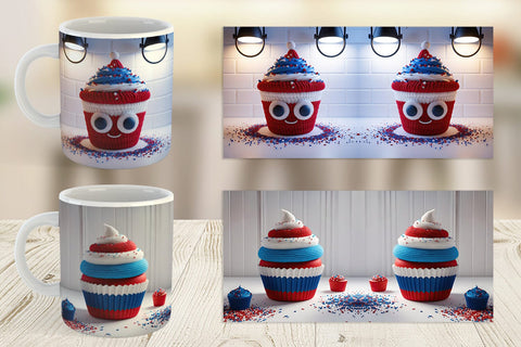 Mug Wrap Patriotic Cupcake Crochet Sublimation artnoy 